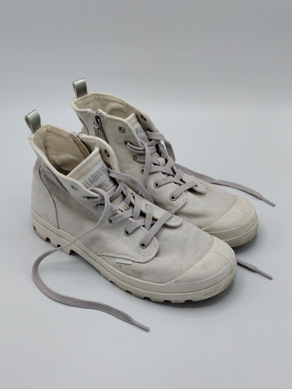 Palladium White Classic Canvas Lace Up Zip High Top Combat Boot Women's Size 9.5